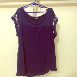 Jewel embellished navy blue shirt